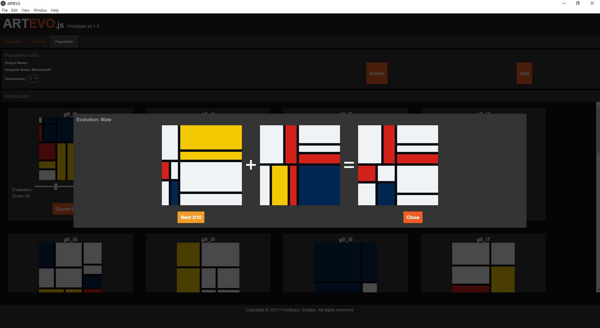 ARTEVO.js Mondrian Evolution