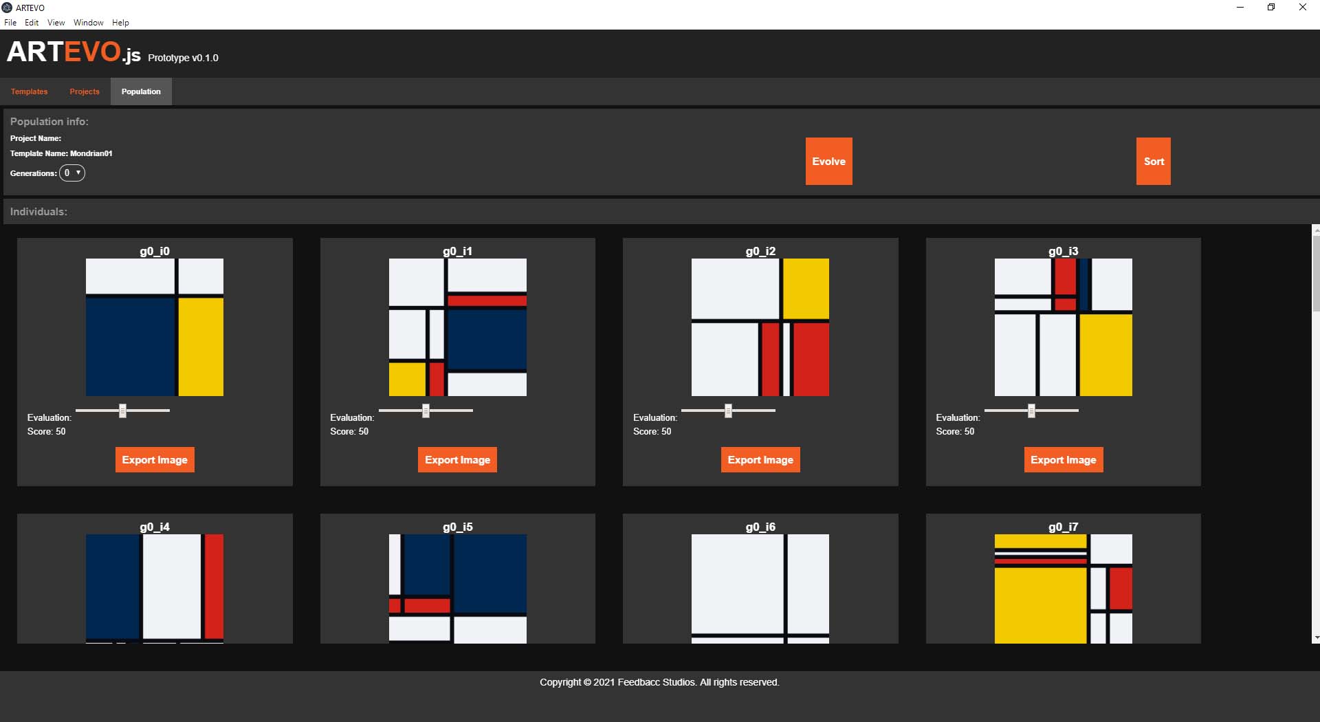 ARTEVO.js Mondrian Population